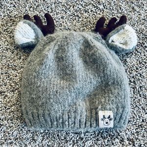 $2 IF BUNDLED Cozy Gray Reindeer Knit Hat for Kids